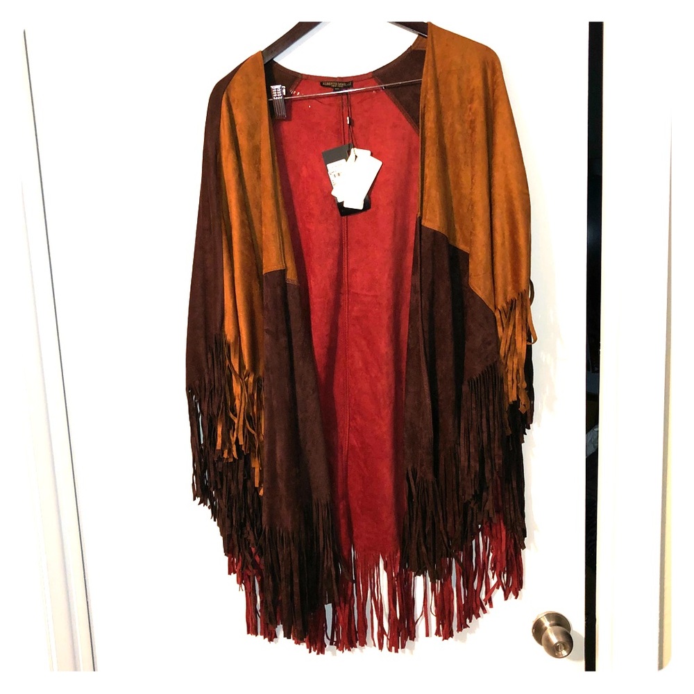 Multi colored suede shawl